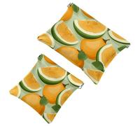 Sweet Hami Melon-1486 - Astuccio impermeabile per il trucco, portatile, idea regalo da donna, 2 pezzi, Multicolore 07, A：7.1x5.8in/18x14.8cm，B:4.7x4.5in/12x11.5cm