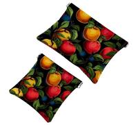 Sweet Hami Melon-1508 - Trousse per cosmetici, impermeabile, portatile, senza cerniera, 2 pezzi, Multicolore 10., A：7.1x5.8in/18x14.8cm，B:4.7x4.5in/12x11.5cm