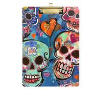 Sweet Heart Sugar Skulls Acrilico mini appunti Carino Standard Lettera A4 Formato Trasparente per Allenatori di Softball Appunti Insegnante Oro 30,5 x 22,9 cm Tabla para escribir