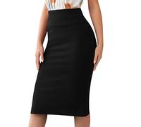 Sweet Hearts Gonna a Tubino Elasticizzata da Donna - Regular & Plus Size- sotto Il Ginocchio, da Ufficio, Gonna in Nylon Made in USA, Nero, S