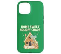 Sweet Holiday Chaos Gingerbread House Funny Natale Custodia per iPhone 15