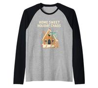 Sweet Holiday Chaos Gingerbread House Funny Natale Maglia con Maniche Raglan