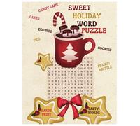 Sweet Holiday Word Puzzle: 50 Sweet Word Searches, with 10 Crossword Puzzles, Large Print
