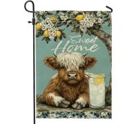 Sweet Home, bandiera da giardino a forma di mucca, decorazione rustica blu, bandiera da cortile in iuta su entrambi i lati, per primavera, estate, decorazione per prato all'aperto, 30,5 x 45,7 cm