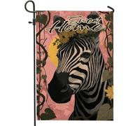 Sweet Home - Bandiera da giardino a righe con cavalli, motivo floreale di pesca, decorazione per la casa all'aperto, bandiera decorativa su entrambi i lati, per feste estive, 30,5 x 45,7 cm