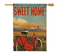 Sweet Home Bike Garden Flag, Vintage Red Bicycles Outdoor Decor Banner, Double Sided Yard Flag, Primavera Estate Decorazione Prato 71 x 101 pollici