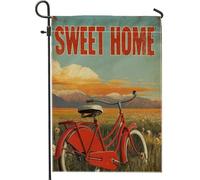 Sweet Home Bike Garden Flag, Vintage Red Bicycles Outdoor Decor Banner, Double Sided Yard Flag, Spring Summer Lawn Decoration 30,5 x 45,7 cm