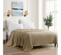 Sweet Home Collection 100% Fine Cotton Blanket Luxurious Breathable Weave Design Elegante, Morbido e Confortevole, per Tutte Le Stagioni, Cotone, Tortora, Full/Queen