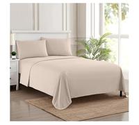 Sweet Home Collection 1860-Set di Fogli per Fili in Morbida Spazzolata di qualità egiziana Set di Biancheria da Letto di Lusso Piatto, Lenzuolo con Angoli, 2 federe, Microfibra, Beige, King