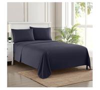 Sweet Home Collection 1864 Thread Count Sheet Soft Egyptian Quality Brushed Microfiber Set di Biancheria da Letto di Lusso Piatto, Lenzuolo con Angoli, 2 federe, Microfibra, Navy, King, 4 unità