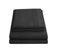 Sweet Home Collection 1911 Thread Count Sheet Soft Egyptian Quality Brushed Microfiber Set di Biancheria da Letto di Lusso Piatto, Lenzuolo con Angoli, 2 federe, Microfibra, Nero, King, 4 unità
