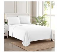 Sweet Home Collection 1974 Thread Count Sheet Soft Egyptian Quality Brushed Microfiber Set di Biancheria da Letto di Lusso Piatto, Lenzuolo con Angoli, 2 federe, Microfibra, Bianco, King