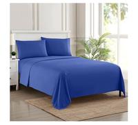 Sweet Home Collection 1983 Thread Count Sheet Soft Egyptian Quality Brushed Microfiber Set di Biancheria da Letto di Lusso Piatto, Lenzuolo con Angoli, 2 federe, Microfibra, Blu Reale, Queen, 4 unità