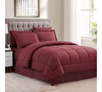 Sweet Home Collection 2 federe, 2 federe e mantovana giroletto per tutte le stagioni, in microfibra spazzolata doppia, imbottitura in 100% fibra, colore bordeaux