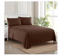 Sweet Home Collection 2062 Thread Count Sheet Soft Egyptian Quality Brushed Microfiber Set di Biancheria da Letto di Lusso Piatto, Lenzuolo con Angoli, 2 federe, Microfibra, Marrone, California King
