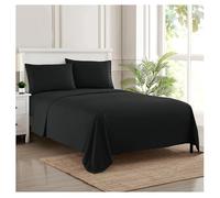Sweet Home Collection 2092 Thread Count Sheet Soft Egyptian Quality Brushed Microfiber Set di Biancheria da Letto di Lusso Piatto, Lenzuolo con Angoli, 2 federe, Microfibra, Nero, Full, 4 unità