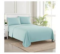 Sweet Home Collection 2094 Thread Count Sheet Soft Egyptian Quality Brushed Microfiber Set di Biancheria da Letto di Lusso Piatto, Lenzuolo con Angoli, 2 federe, Microfibra, Azzurro, Coppia