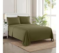 Sweet Home Collection 2095 Thread Count Sheet Soft Egyptian Quality Brushed Microfiber Set di Biancheria da Letto di Lusso Piatto, Lenzuolo con Angoli, 2 federe, Microfibra, Oliva, Completo, 4 unità