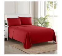 Sweet Home Collection 2148 Thread Count Sheet Soft Egyptian Quality Brushed Microfiber Set di Biancheria da Letto di Lusso Piatto, Lenzuolo con Angoli, 2 federe, Microfibra, Rosso, Queen