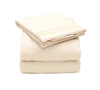 Sweet Home Collection 4 Piece 2000 12 Colors Collection Egyptian Quality Deep Pocket Bed Sheet Set Queen Beige