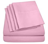 Sweet Home Collection 6 Piece Bed Sheets 1500 Thread Count Deep Pocket Fine Set Tasca Profonda in Microfibra - federe Extra, Ottimo Rapporto qualità Prezzo, Rosa, Twin XL