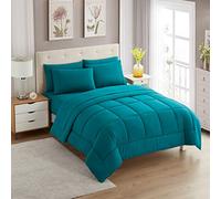 Sweet Home Collection 7 pezzi Comforter Set Bag tinta unita per tutte le stagioni Soft Down Alternative Coperta & Lussuose lenzuola in microfibra, verde acqua, regina