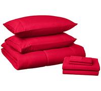 Sweet Home Collection Comforter Bed-in-A-Bag Solid Color all Season Set di Biancheria da Letto Ultra Morbido e Lenzuola di Lusso, Poliestere, Rosso, Pieno, Completo
