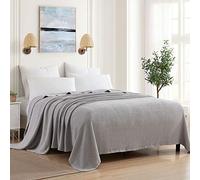 Sweet Home Collection Coperta in 100% cotone fine tessuto di lusso, design elegante morbido e confortevole per tutte le stagioni, calore pieno/regina, argento