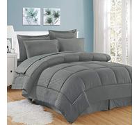 Sweet Home Collection Copripiumino/lenzuolo con mantovana e federe, grigio, king size