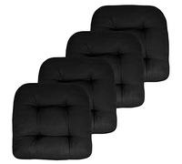 Sweet Home Collection Cuscini per sedie da esterno di alta qualità, comodi, con imbottitura in fibra spessa, trapuntati, 48,3 x 48,3 cm, colore nero, confezione da 4