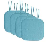 Sweet Home Collection, Cuscino per sedia in memory foam, con laccetti, motivo a nido d’ape, retro in gomma antiscivolo, forma quadrata arrotondata, 40 x 40 cm, color verde acqua, 4 pezzi