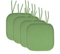 Sweet Home Collection, Cuscino per sedia in memory foam, con laccetti, motivo a nido d’ape, retro in gomma antiscivolo, forma quadrata arrotondata, 40 x 40 cm, verde, 4 pezzi