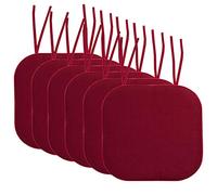 Sweet Home Collection Cuscino per sedia in memory foam con laccetti, motivo a nido d'ape, antiscivolo, retro in gomma antiscivolo, quadrato, 40,6 x 40,6 cm, confezione da 6, colore vinaccia bordeaux,