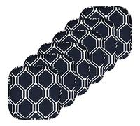 Sweet Home Collection - Cuscino per sedia in memory foam, motivo a nido d'ape, antiscivolo, con retro arrotondato, quadrato, 40,6 x 40,6 cm, colore: blu navy/bianco