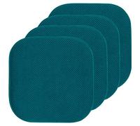 Sweet Home Collection Cuscino per sedia in memory foam, motivo a nido d'ape, antiscivolo, con retro in gomma arrotondato, quadrato, 40,6 x 40,6 cm, colore: blu pavone, confezione da 4