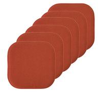 Sweet Home Collection Cuscino per sedia in memory foam, motivo a nido d'ape, antiscivolo, con retro in gomma arrotondato, quadrato, 40,6 x 40,6 cm, color ruggine, confezione da 6