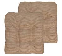 Sweet Home Collection Cuscino per sedia in memory foam schiacciato, antiscivolo, con retro in gomma microdot, trapuntato, 40,6 x 40,6 x 8,3 cm, confezione da 2, colore: tortora