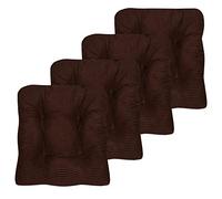 Sweet Home Collection Cuscino per sedia in memory foam schiacciato, antiscivolo, con retro in gomma microdot, trapuntato, 40,6 x 40,6 x 8,3 cm, confezione da 4, colore: marrone cioccolato