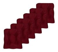 Sweet Home Collection Cuscino per sedia in memory foam schiacciato, antiscivolo, con retro in gomma microdot, trapuntato, 40,6 x 40,6 x 8,3 cm, confezione da 6, colore: bordeaux