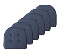 Sweet Home Collection Cuscino per sedia in memory foam, trapuntato, antiscivolo, con retro in gomma a forma di U, 43,2 x 40,6 cm, 6 pezzi (confezione da 1), blu denim