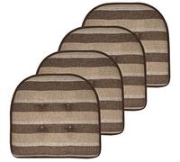 Sweet Home Collection Cuscino per sedia in memory foam, trapuntato, antiscivolo, con retro in gomma a forma di U, 43,2 x 40,6 cm, 4 pezzi (confezione da 1), colore: Cioccolato/Beige
