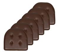 Sweet Home Collection Cuscino per sedia in memory foam, trapuntato, antiscivolo, con retro in gomma a forma di U, 43,2 x 40,6 cm, confezione da 6, in finta pelle, marrone cioccolato