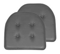 Sweet Home Collection Cuscino per sedia in memory foam, trapuntato, antiscivolo, con retro in gomma a forma di U, 43,2 x 40,6 cm, 2 pezzi (confezione da 1), in finta pelle, grigio