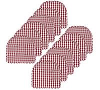 Sweet Home Collection Cuscino per sedia in memory foam, trapuntato, antiscivolo, con retro in gomma a forma di U, 43,2 x 40,6 cm, confezione da 12, colore: vinaccia a scacchi/bianco