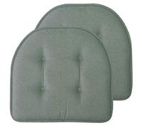 Sweet Home Collection Cuscino per sedia in memory foam, trapuntato, antiscivolo, con retro in gomma a forma di U, 43,2 x 40,6 cm, 2 pezzi (confezione da 1), colore: verde scuro