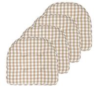 Sweet Home Collection Cuscino per sedia in memory foam, trapuntato, antiscivolo, con retro in gomma a forma di U, 43,2 x 40,6 cm, 4 pezzi (confezione da 1), a scacchi, tortora/bianco