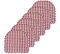 Sweet Home Collection Cuscino per sedia in memory foam, trapuntato, antiscivolo, con retro in gomma a forma di U, 43,2 x 40,6 cm, confezione da 6, colore: vinaccia a scacchi/bianco