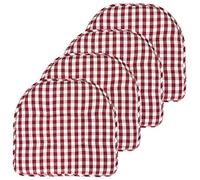 Sweet Home Collection Cuscino per sedia in memory foam, trapuntato, antiscivolo, con retro in gomma a forma di U, 43,2 x 40,6 cm, 4 pezzi (confezione da 1), colore: vinaccia a scacchi/bianco
