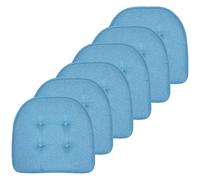 Sweet Home Collection Cuscino per sedia in memory foam trapuntato, antiscivolo, con schienale in gomma antiscivolo, 43,2 x 40,6 cm, confezione da 6, colore: turchese