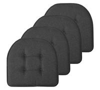 Sweet Home Collection Cuscino per sedia in memory foam trapuntato, antiscivolo in gomma sul retro a forma di U, 43,2 x 40,6 cm, 4 pezzi (confezione da 1), grigio antracite